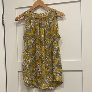 DR2 Yellow and Gray Floral Sleeveless Blouse